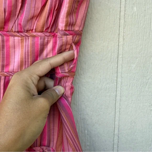 Zimmermann Bonita Tie Shoulder Striped Cotton Sundress Size 10 - Picture 6 of 10